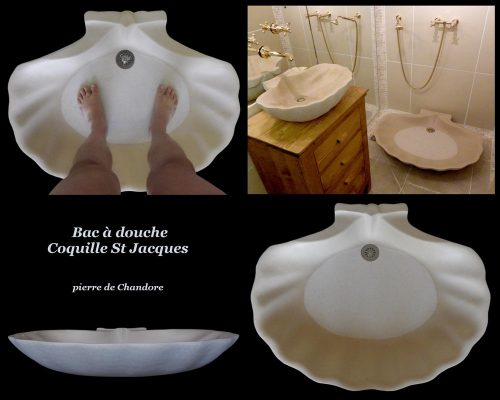 20 Bac-a-douche taille-de-pierre coquille-St-Jacques Desca